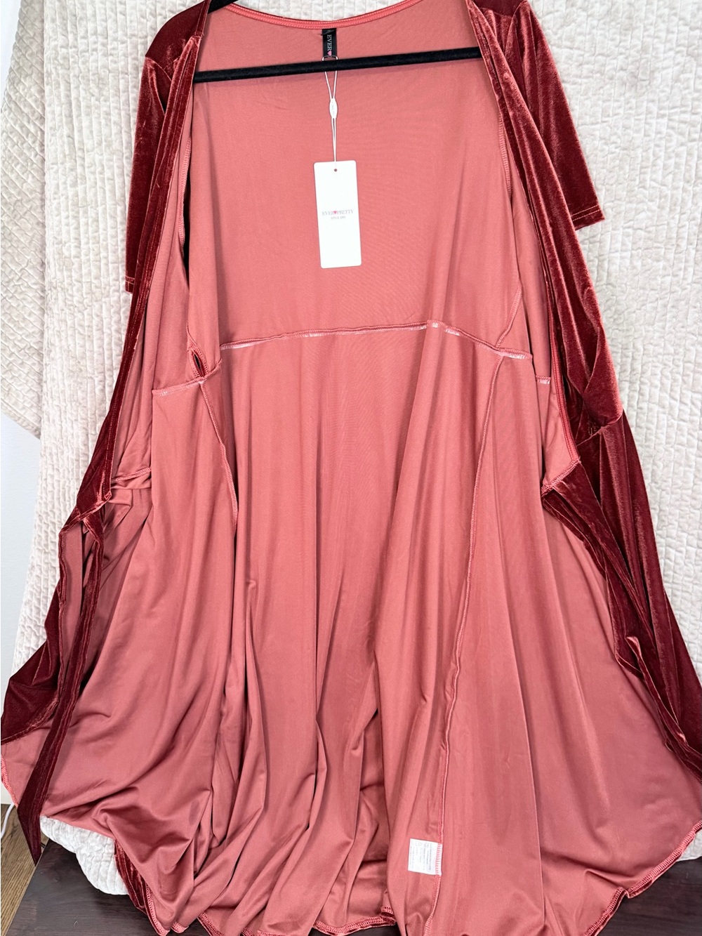 EVER-PRETTY Brick Red Velvet Wrap MIDI Dress Faux Wrap Wedding Size 22 NWT - Picture 6 of 8